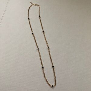 Gold Color Necklace with Black Round Beads